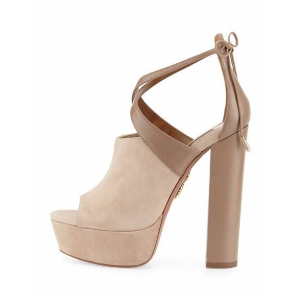 AQUAZZURA Nude Suede Platform Heel - Picture 2 of 11